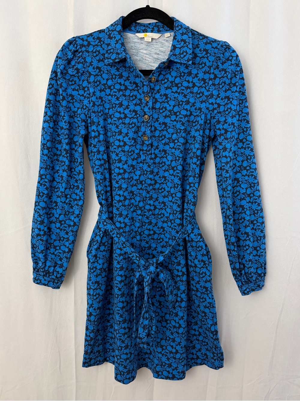 Boden Blue Long Sleeve Collared Mini Dress Womens Size 8R
